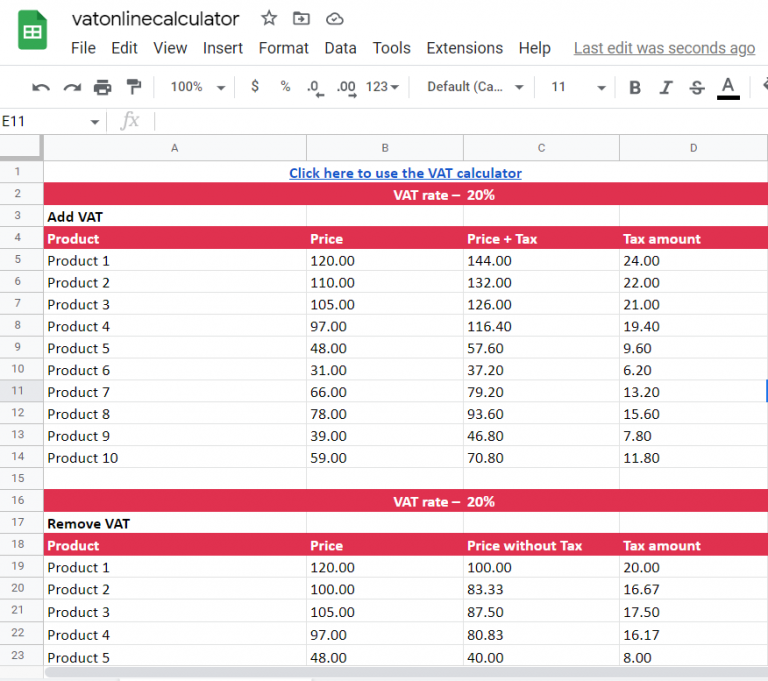 Online VAT Calculator