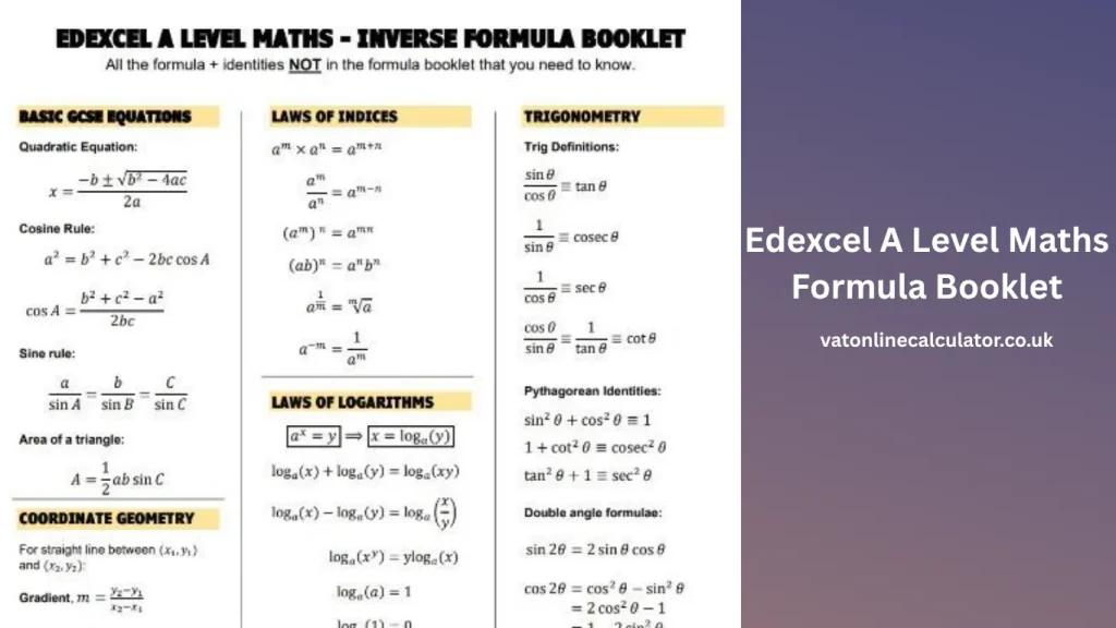What Is the Edexcel A Level Maths Formula Booklet